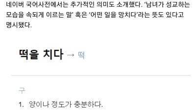 이정도면 떡을 치죠” 했다가 분위기 ‘싸’…문해력 논란