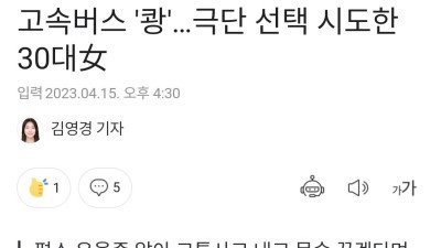 살자하려고 200km로 버스에 들이박은 30대女
